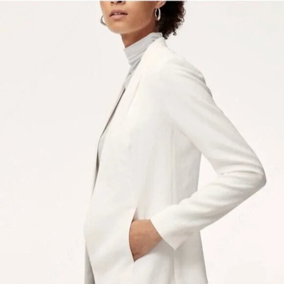 EUC! Aritzia BABATON Keith Blazer Open Front Power Jacket in White Size 2 - Picture 5 of 13